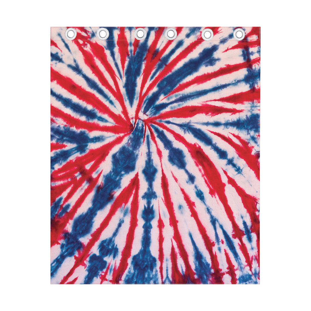 Red And Blue Spider Tie Dye Print Curtain