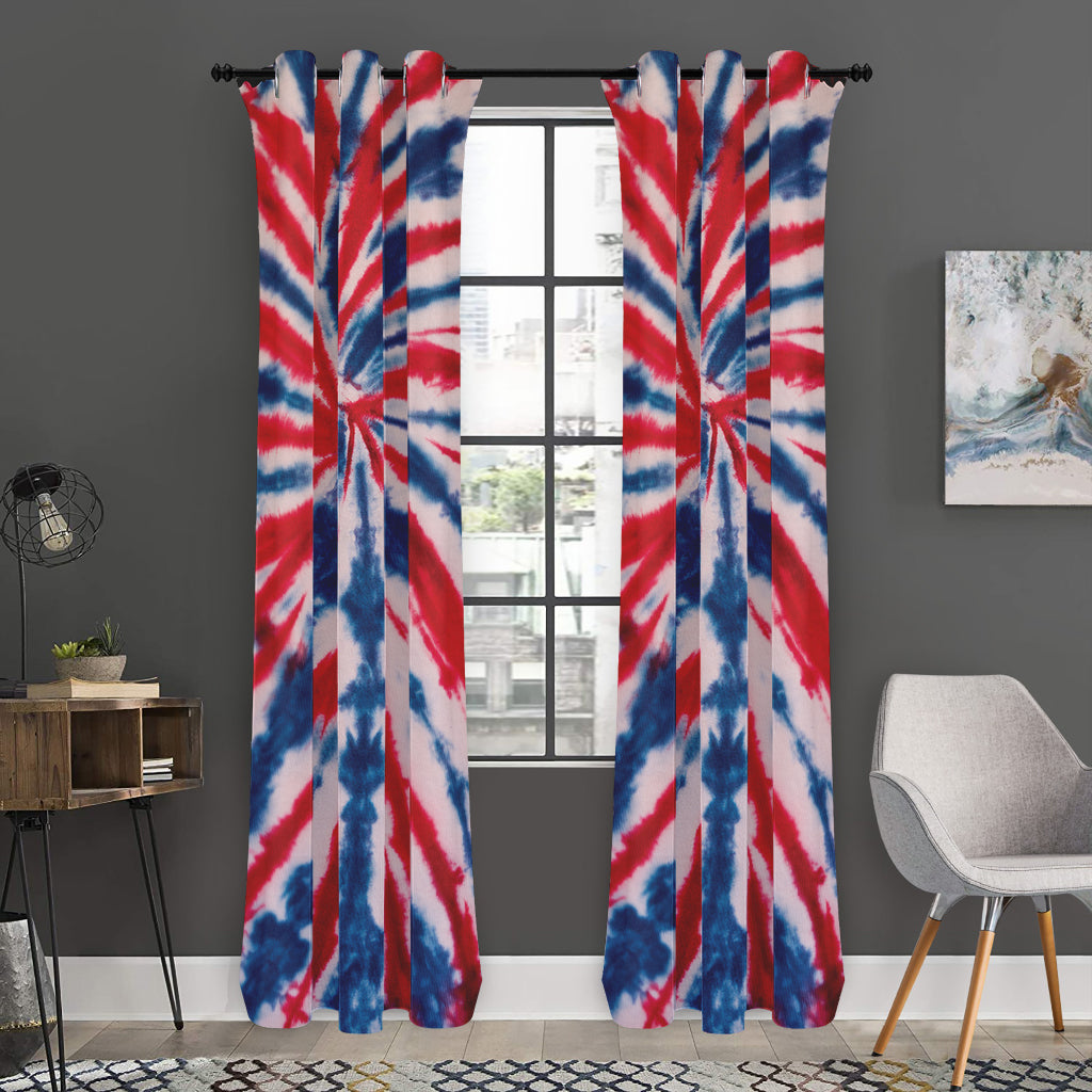 Red And Blue Spider Tie Dye Print Curtain