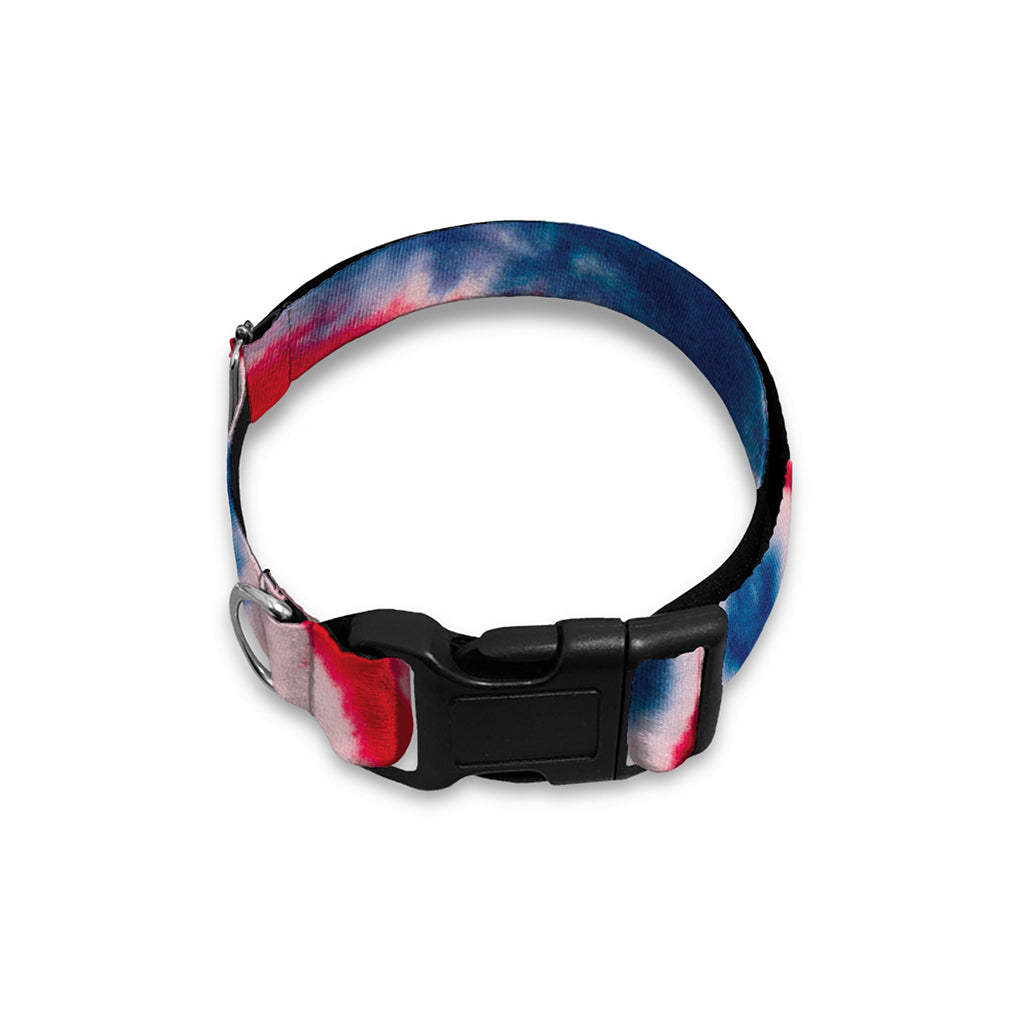 Red And Blue Spider Tie Dye Print Dog Collar