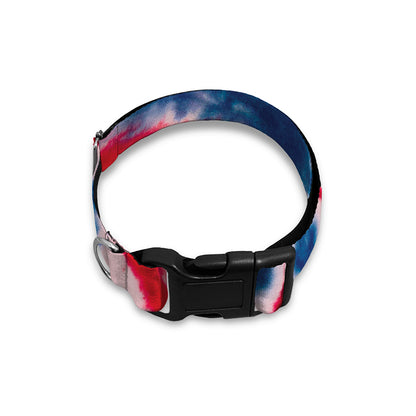 Red And Blue Spider Tie Dye Print Dog Collar