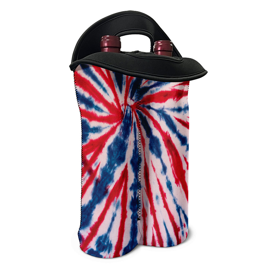 Red And Blue Spider Tie Dye Print Double Neoprene Wine Tote