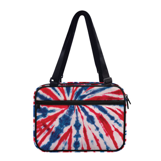 Red And Blue Spider Tie Dye Print Double Strap Bible Bag