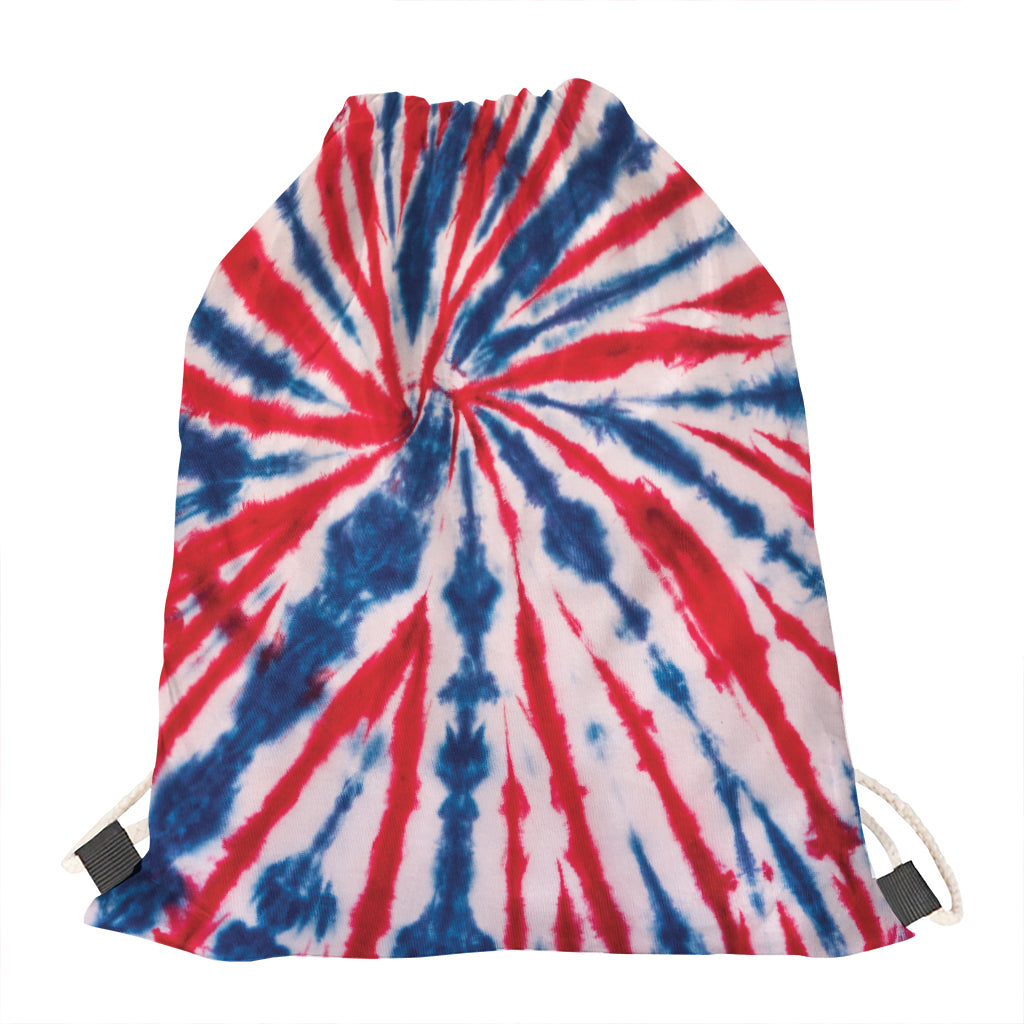 Red And Blue Spider Tie Dye Print Drawstring Bag