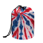 Red And Blue Spider Tie Dye Print Drawstring Makeup Bag