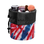 Red And Blue Spider Tie Dye Print Drawstring Makeup Bag