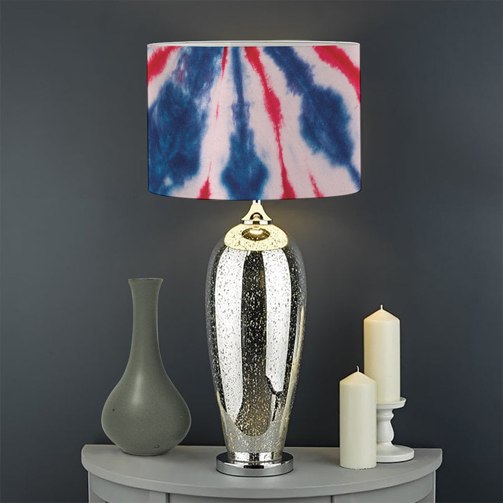 Red And Blue Spider Tie Dye Print Drum Lamp Shade