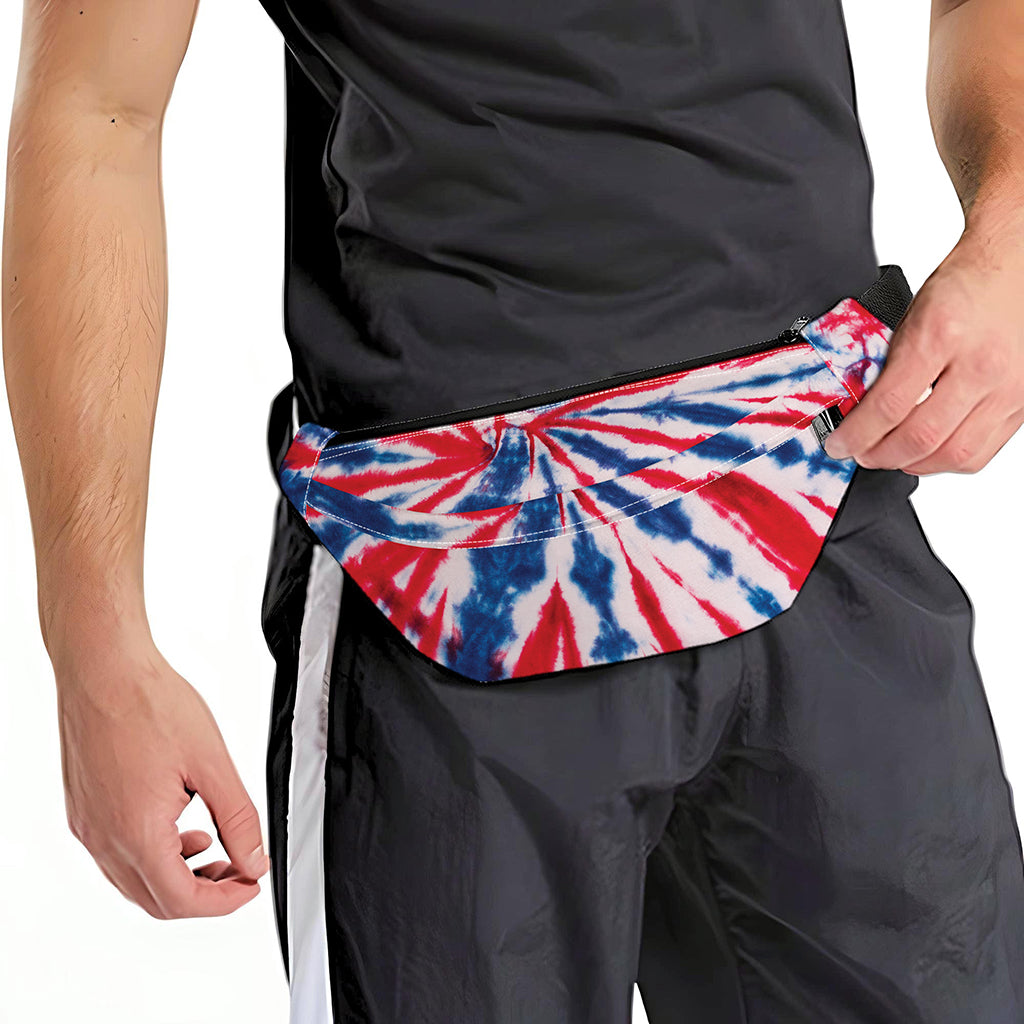 Red And Blue Spider Tie Dye Print Fanny Pack