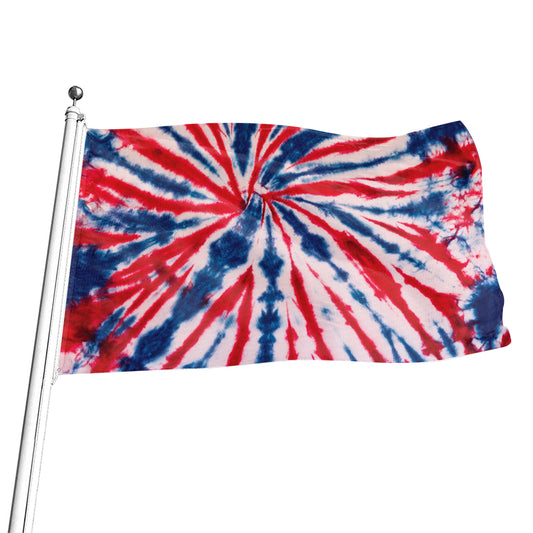 Red And Blue Spider Tie Dye Print Flag