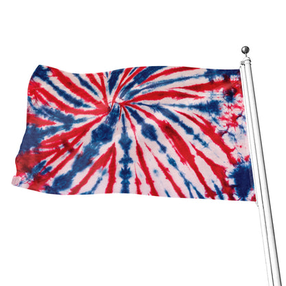Red And Blue Spider Tie Dye Print Flag