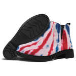 Red And Blue Spider Tie Dye Print Flat Ankle Boots