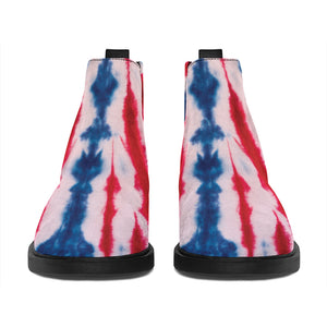 Red And Blue Spider Tie Dye Print Flat Ankle Boots