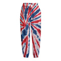 Red And Blue Spider Tie Dye Print Fleece Lined Knit Pants