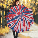 Red And Blue Spider Tie Dye Print Foldable Umbrella