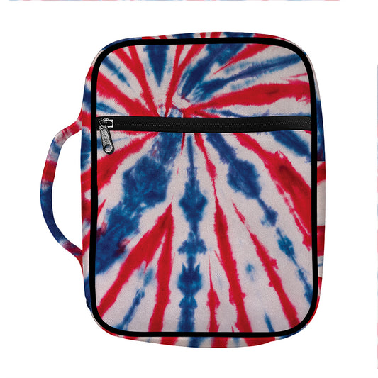 Red And Blue Spider Tie Dye Print Front Pocket Bible Bag