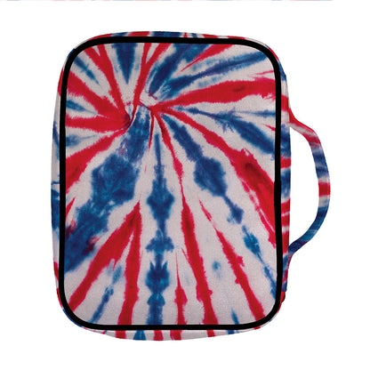 Red And Blue Spider Tie Dye Print Front Pocket Bible Bag