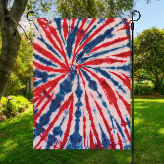 Red And Blue Spider Tie Dye Print Garden Flag
