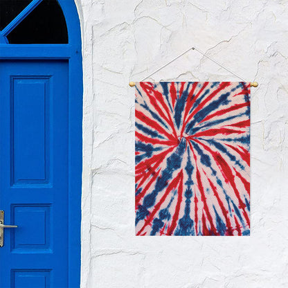 Red And Blue Spider Tie Dye Print Garden Flag