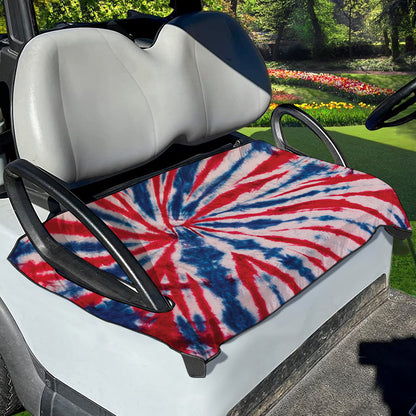 Red And Blue Spider Tie Dye Print Golf Cart Seat Cover