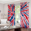 Red And Blue Spider Tie Dye Print Grommet Curtains