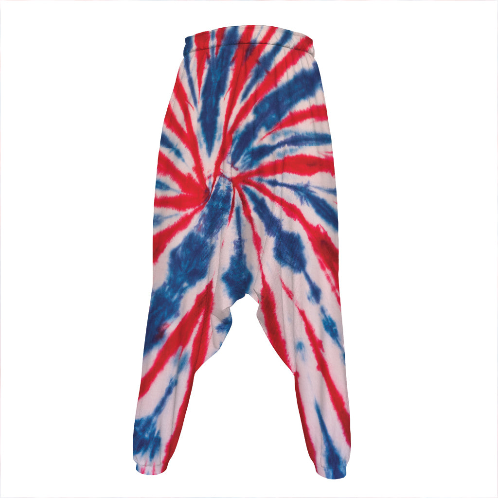 Red And Blue Spider Tie Dye Print Hammer Pants