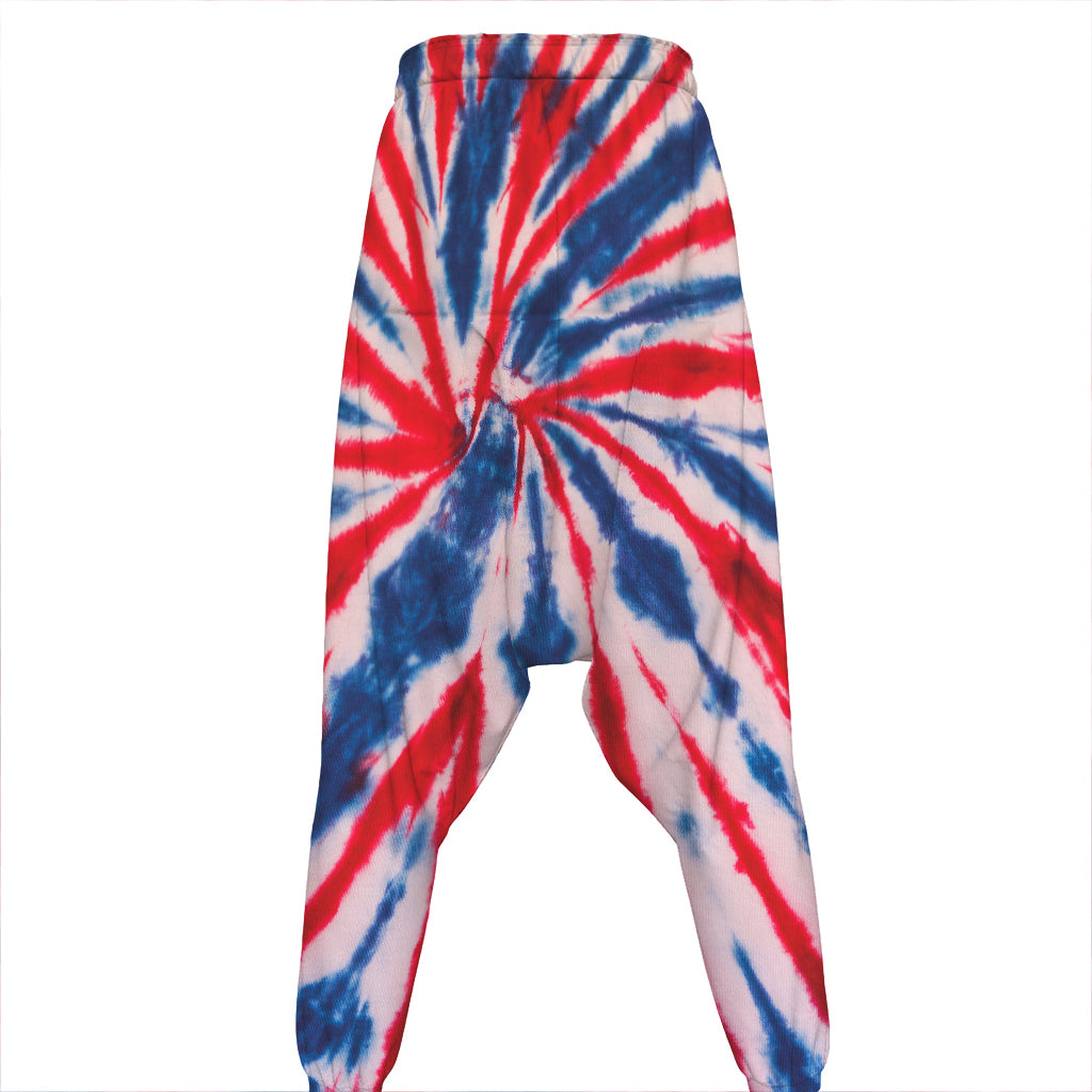 Red And Blue Spider Tie Dye Print Hammer Pants