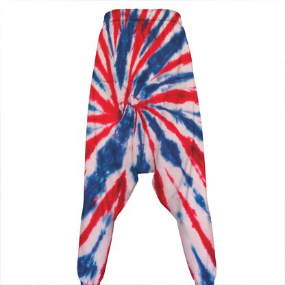 Red And Blue Spider Tie Dye Print Hammer Pants