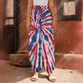 Red And Blue Spider Tie Dye Print Harem Pants