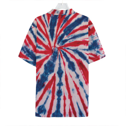 Red And Blue Spider Tie Dye Print Hawaiian Shirt