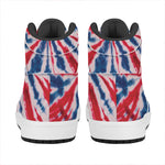 Red And Blue Spider Tie Dye Print High Top Leather Sneakers