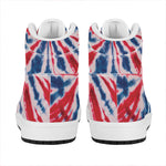Red And Blue Spider Tie Dye Print High Top Leather Sneakers