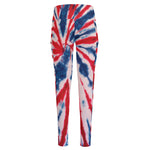 Red And Blue Spider Tie Dye Print High-Waisted Pocket Leggings