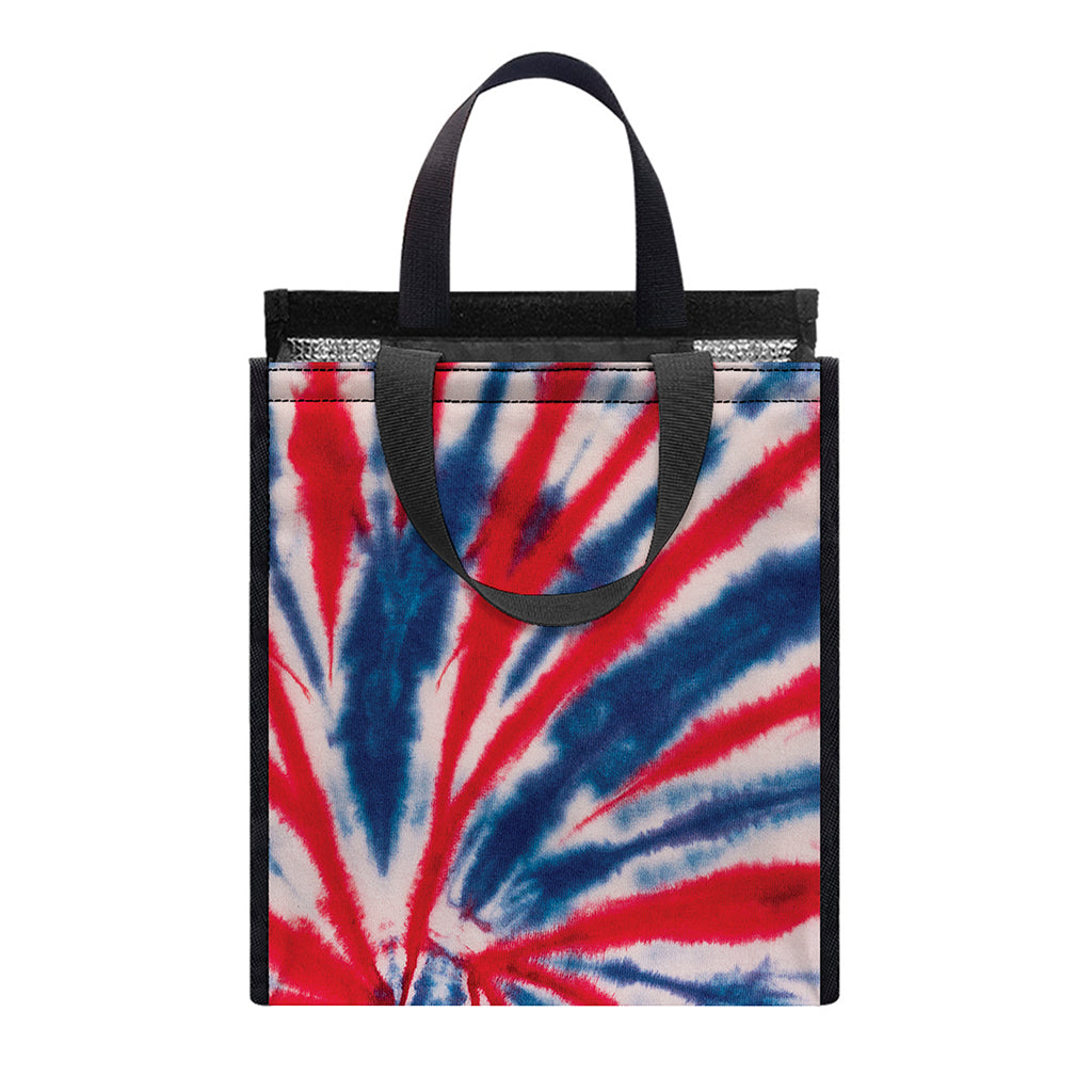 Red And Blue Spider Tie Dye Print Insulated Lunch Tote