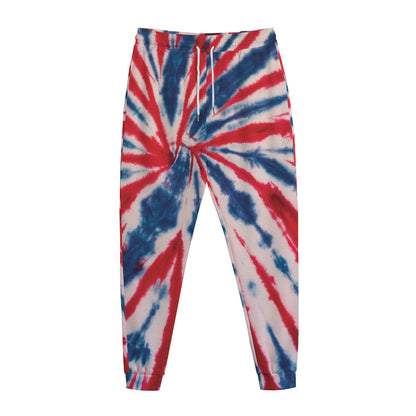 Red And Blue Spider Tie Dye Print Jogger Pants