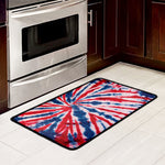 Red And Blue Spider Tie Dye Print Kitchen Mat
