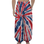 Red And Blue Spider Tie Dye Print Lantern Pants