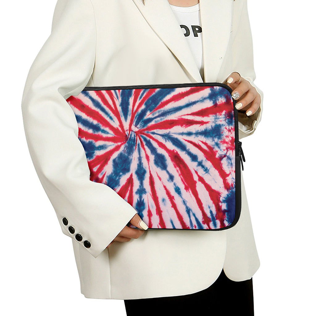 Red And Blue Spider Tie Dye Print Laptop Sleeve