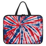 Red And Blue Spider Tie Dye Print Laptop Sleeve With Handle