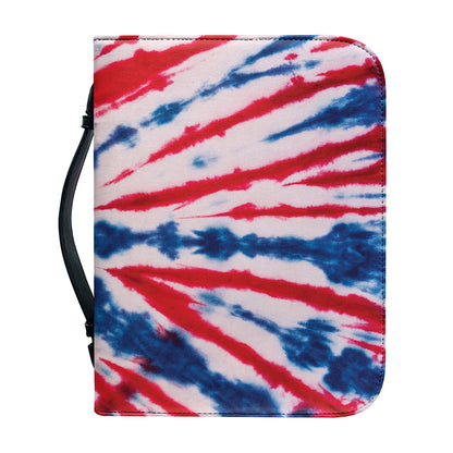 Red And Blue Spider Tie Dye Print Leather Bible Cover