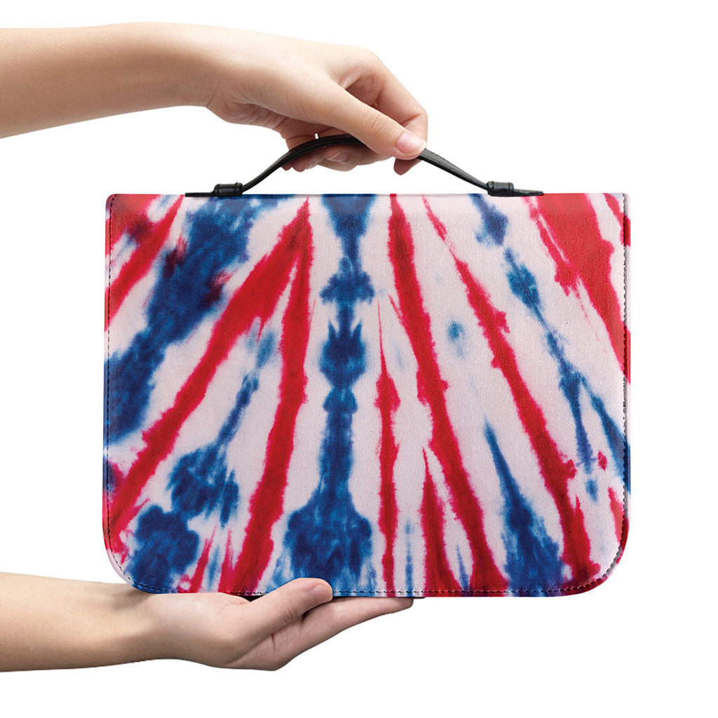 Red And Blue Spider Tie Dye Print Leather Bible Cover
