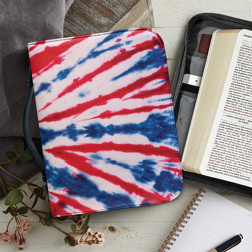 Red And Blue Spider Tie Dye Print Leather Bible Cover