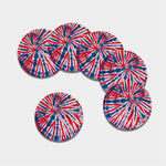 Red And Blue Spider Tie Dye Print Leather Coaster Set