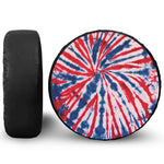 Red And Blue Spider Tie Dye Print Leather Spare Tire Cover