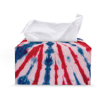 Red And Blue Spider Tie Dye Print Leather Tissue Box Cover