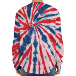 Red And Blue Spider Tie Dye Print Long Sleeve Baseball Jersey