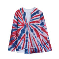 Red And Blue Spider Tie Dye Print Long Sleeve Short Coat