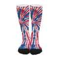 Red And Blue Spider Tie Dye Print Long Socks