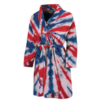 Red And Blue Spider Tie Dye Print Men's Bathrobe