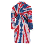 Red And Blue Spider Tie Dye Print Men's Bathrobe