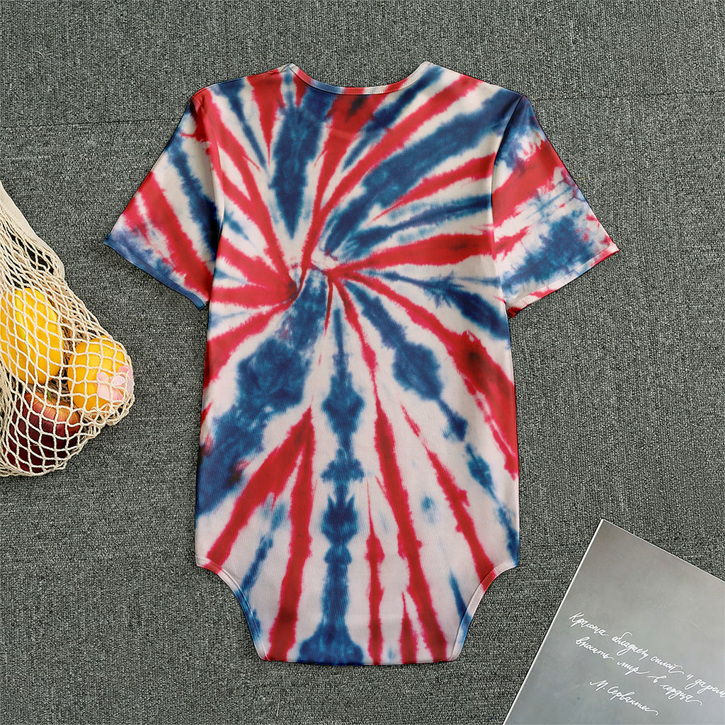 Red And Blue Spider Tie Dye Print Men's Bodysuit