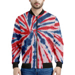 Red And Blue Spider Tie Dye Print Men's Bomber Jacket